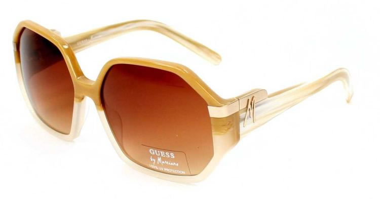 GUESS by MARCIANO Women's Ivory Horn Hexagonal Sunglasses