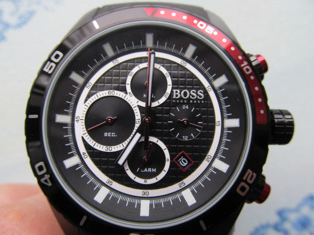 HUGO BOSS Men's  Black Rubber Chronograph Racer Watch1512661
