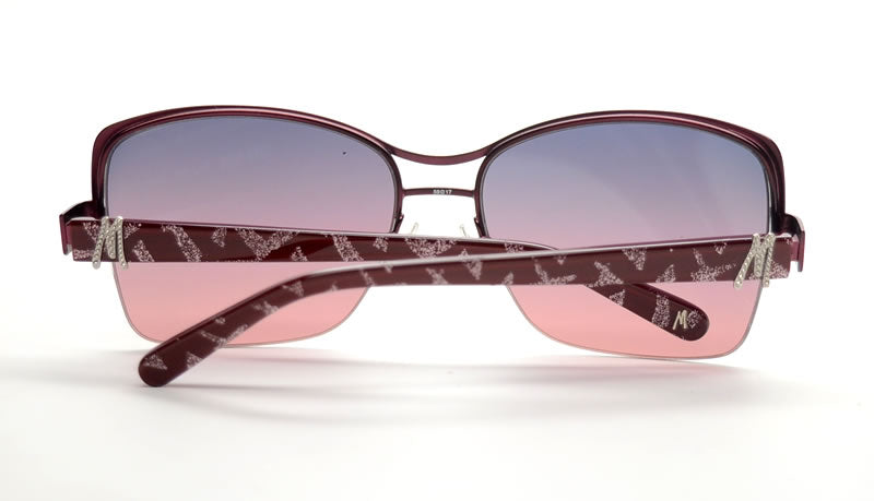 GUESS by MARCIANO Women's Square Half-Rim Aviator Bling Sunglasses Burgandy