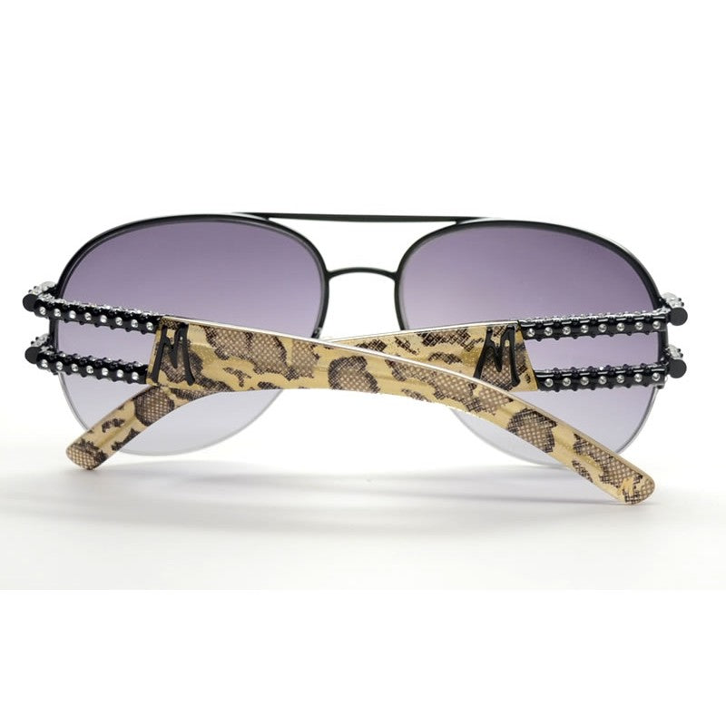 GUESS by MARCIANO Women's Leopard Aviator Diamante Sunglasses
