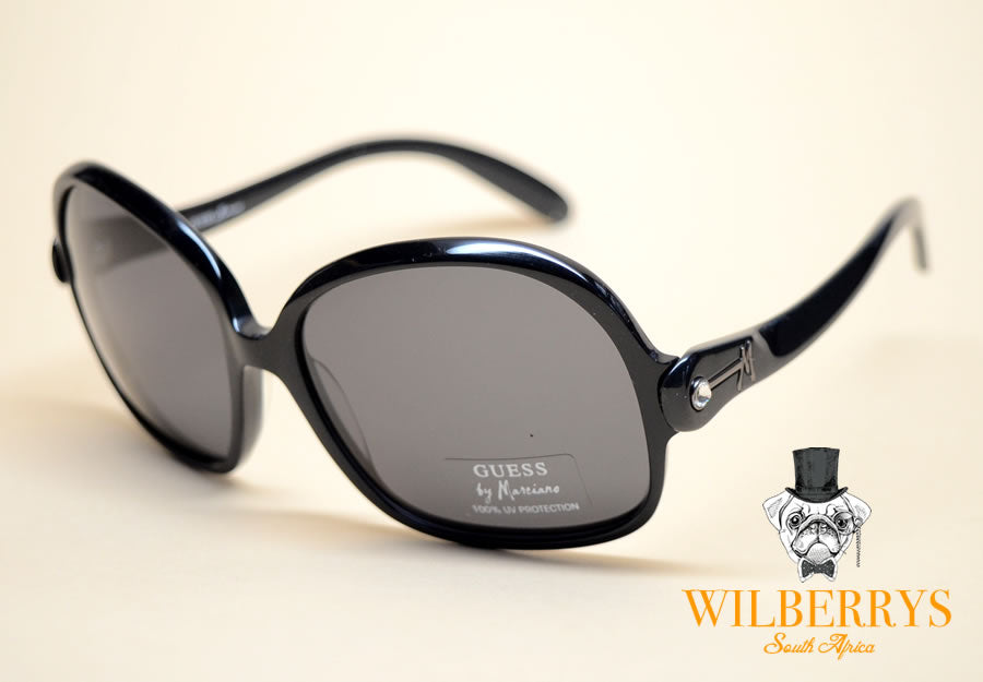 GUESS by MARCIANO Women's Black Acetate Diamante Sunglasses