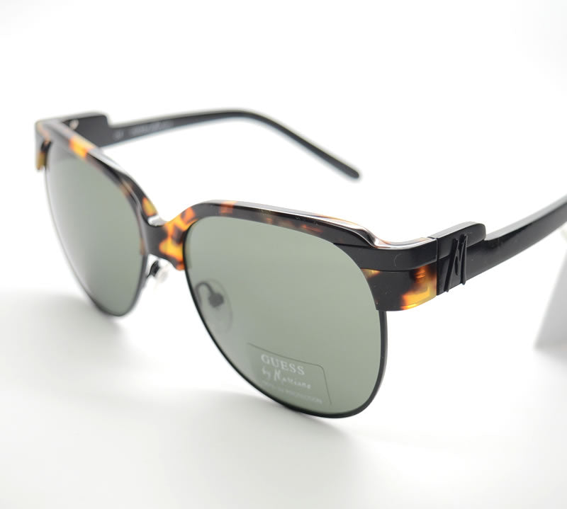 GUESS by MARCIANO Men's Half-Rim Aviator Sunglasses Havana