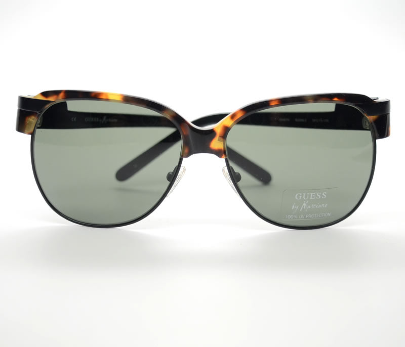 GUESS by MARCIANO Men's Half-Rim Aviator Sunglasses Havana