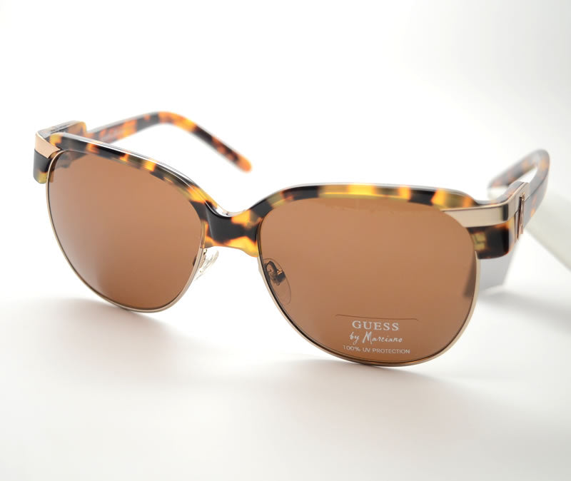 GUESS by MARCIANO Men's Half-Rim Aviator Sunglasses Tortoise