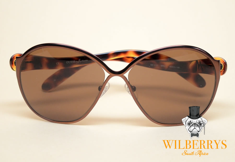 GUESS by MARCIANO Women's Round Bronze Diamante Sunglasses
