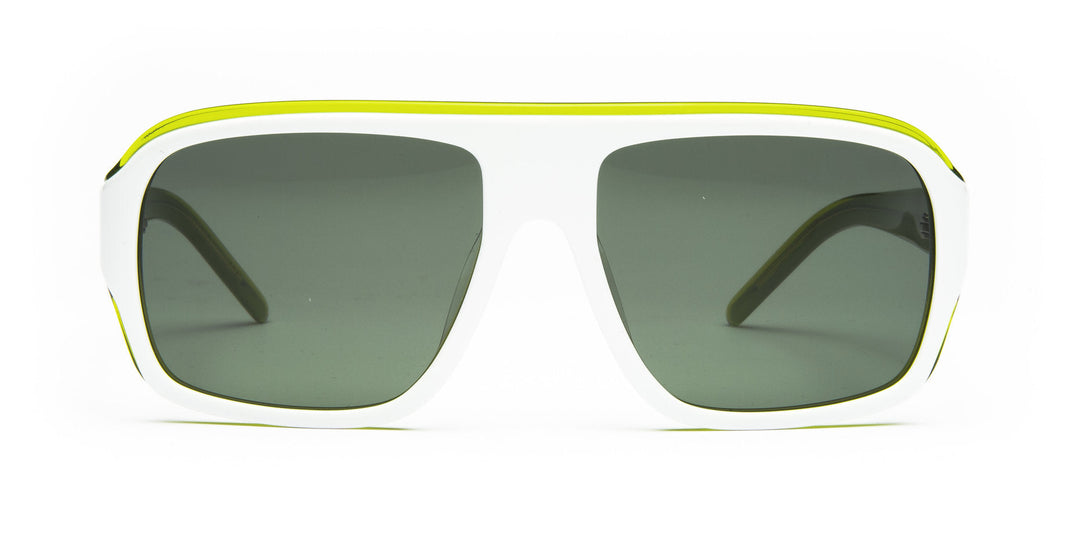 LACOSTE Unisex L!ve L643S 105 White/Green Trim Sunglasses (Bidding @ R1)