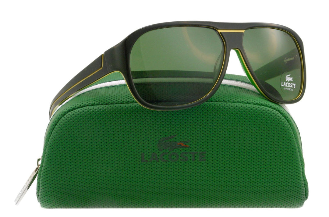 LACOSTE Men's Black Green Trim Modern Aviator Sunglasses (Bidding @ R1)