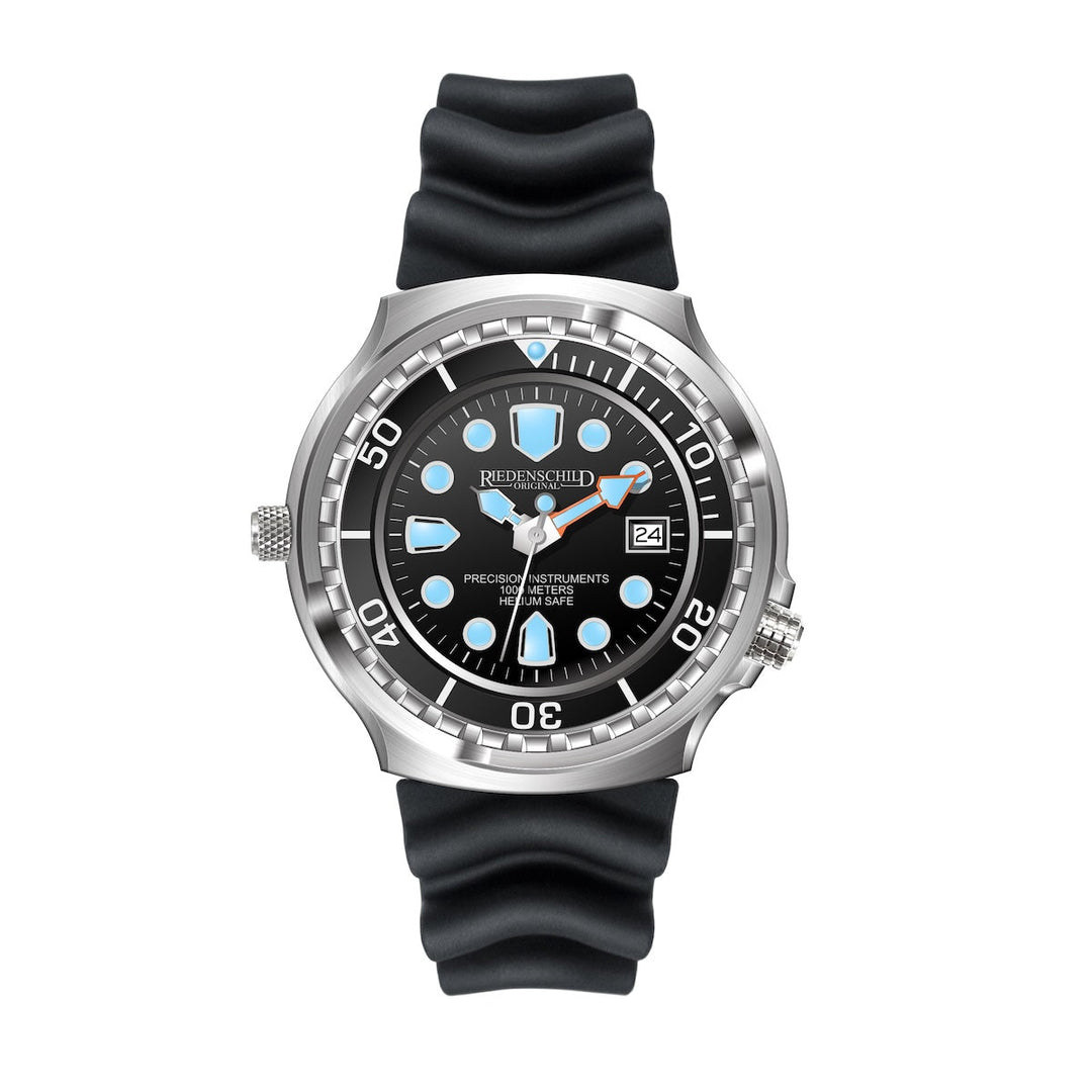 RIEDENSCHILD PRECISION INSRUMENTS GERMANY Divers Taucheruhr 1000m Helium Valve Watch image 4