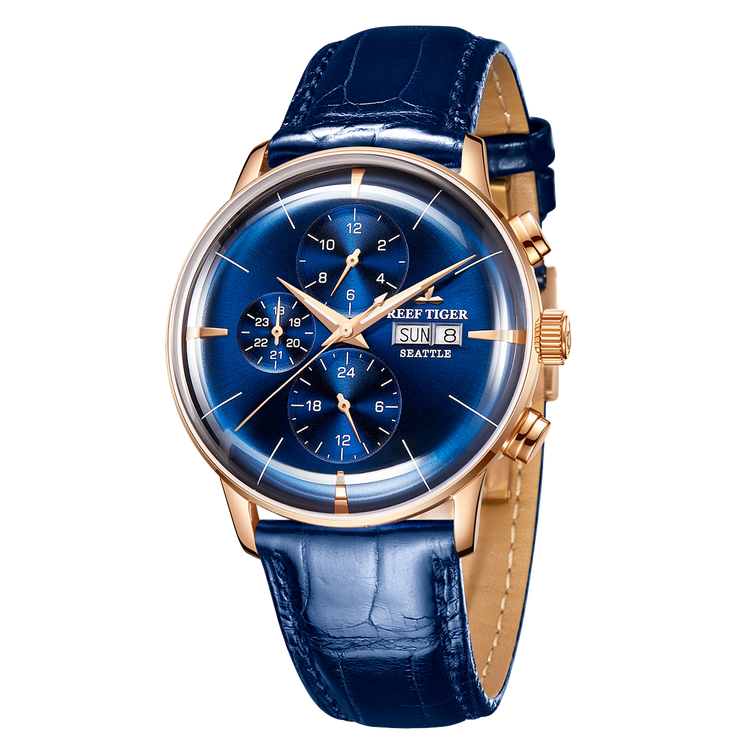 Reef Tiger Men's Seattle Chiefs Automatic Luxury Vintage Dress Chronograph Watch image 2