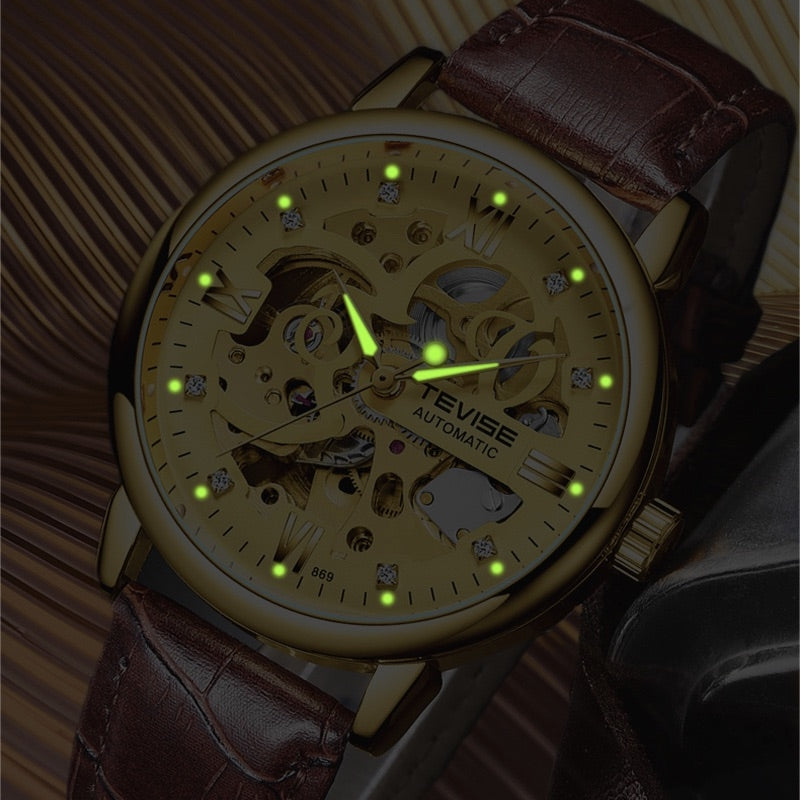 TEVISE Metropolis Leather Gold Watch image 7