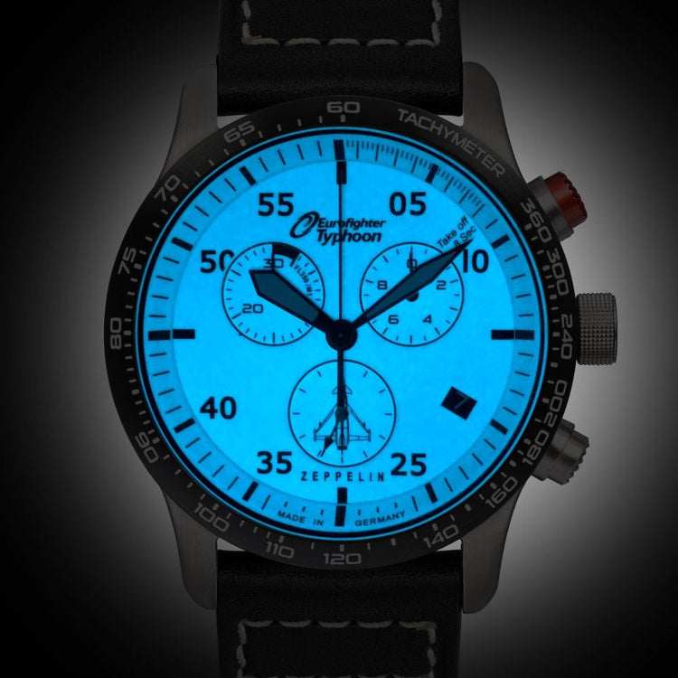 ZEPPELIN Men's Eurofighter Typhoon Night-Glow Chronograph Steel Watch image 1
