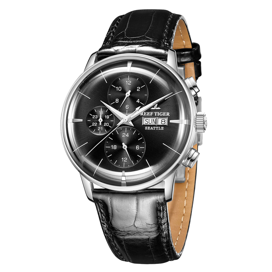 Reef Tiger Men's Seattle Chiefs Automatic Luxury Vintage Dress Chronograph Watch image 2