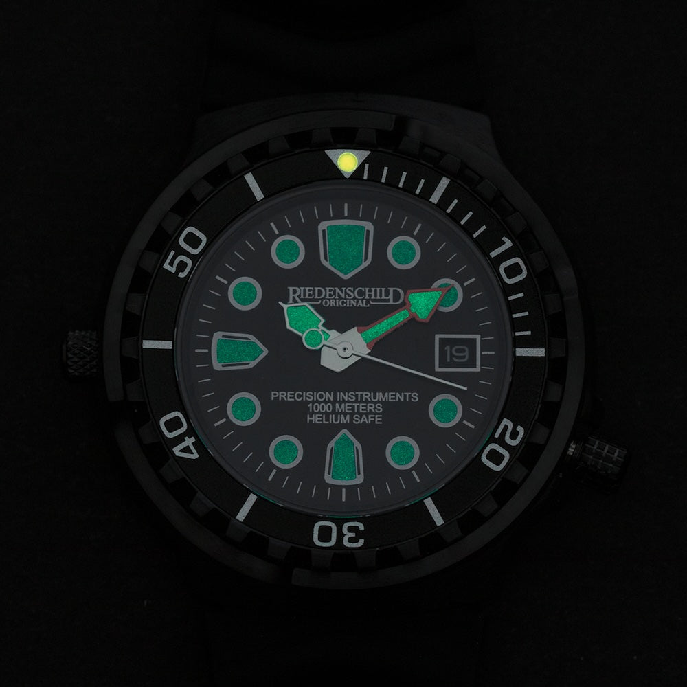 RIEDENSCHILD PRECISION INSRUMENTS GERMANY Divers Taucheruhr 1000m Helium Valve Watch Black image 1