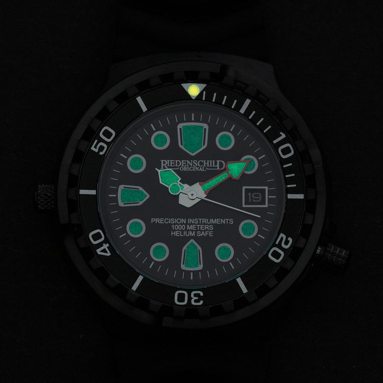 RIEDENSCHILD PRECISION INSRUMENTS GERMANY Divers Taucheruhr 1000m Helium Valve Watch Black image 1