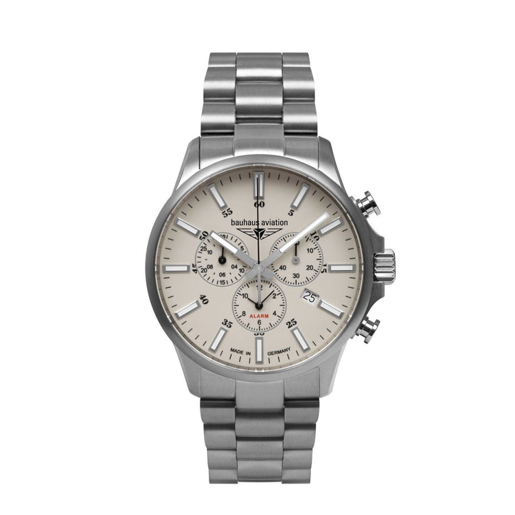 BAUHAUS AVIATION Men’s Titanium Quartz Chronograph Bracelet Watch 2880M5 image 0