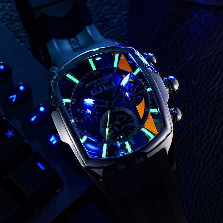 Reef Tiger Men's Aurora Tank Racing Sport Automatic Watch image 4