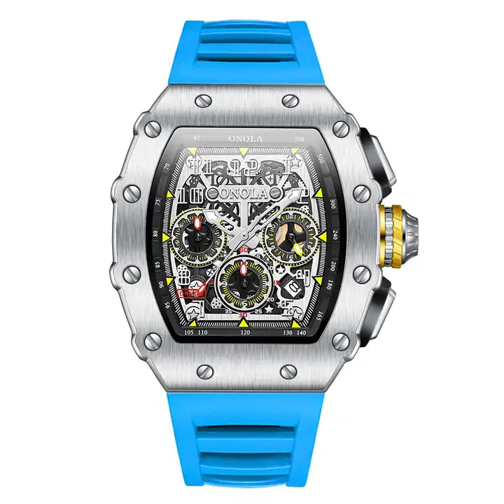 ONOLA Grande Prix Shanghai AUTOMATIC Chronograph Watch - Silver / Blue image