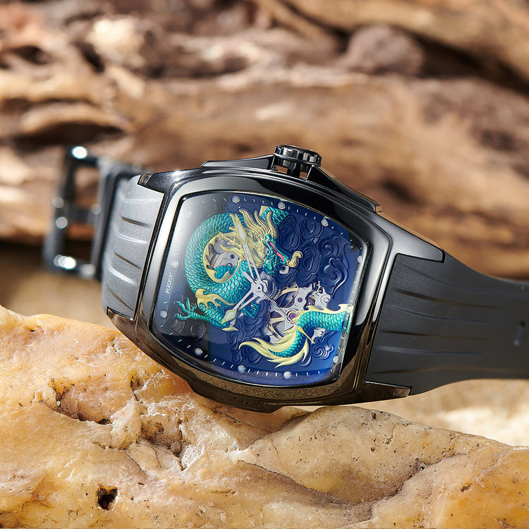 Reef Tiger Men's Aurora Chinese Dragon Skeleton Automatic Watch image 3
