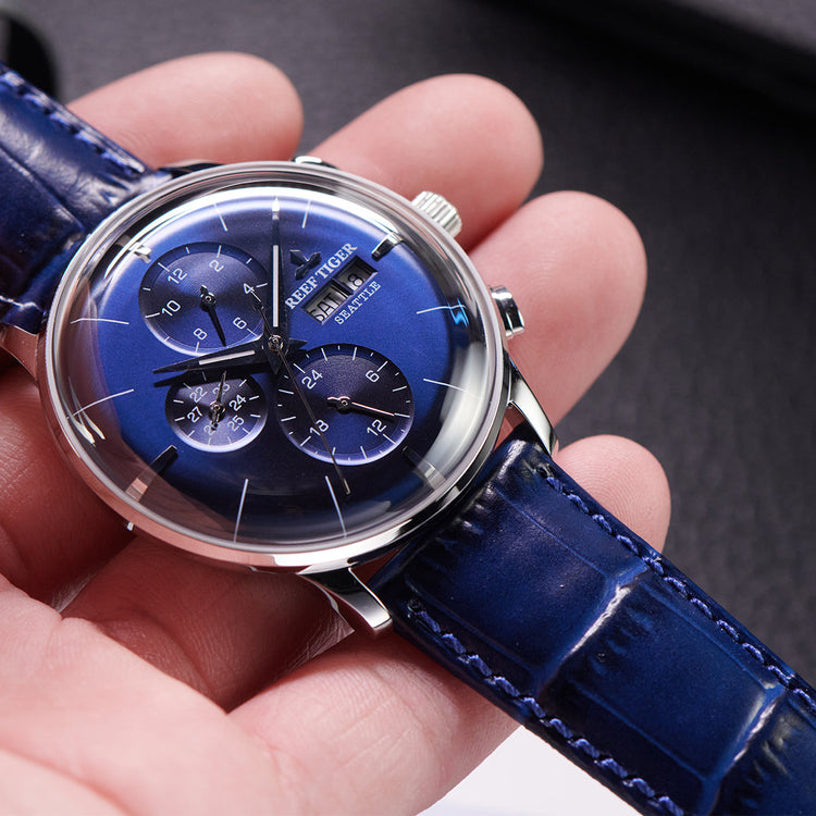 Reef Tiger Men's Seattle Chiefs Automatic Luxury Vintage Dress Chronograph Watch image 6