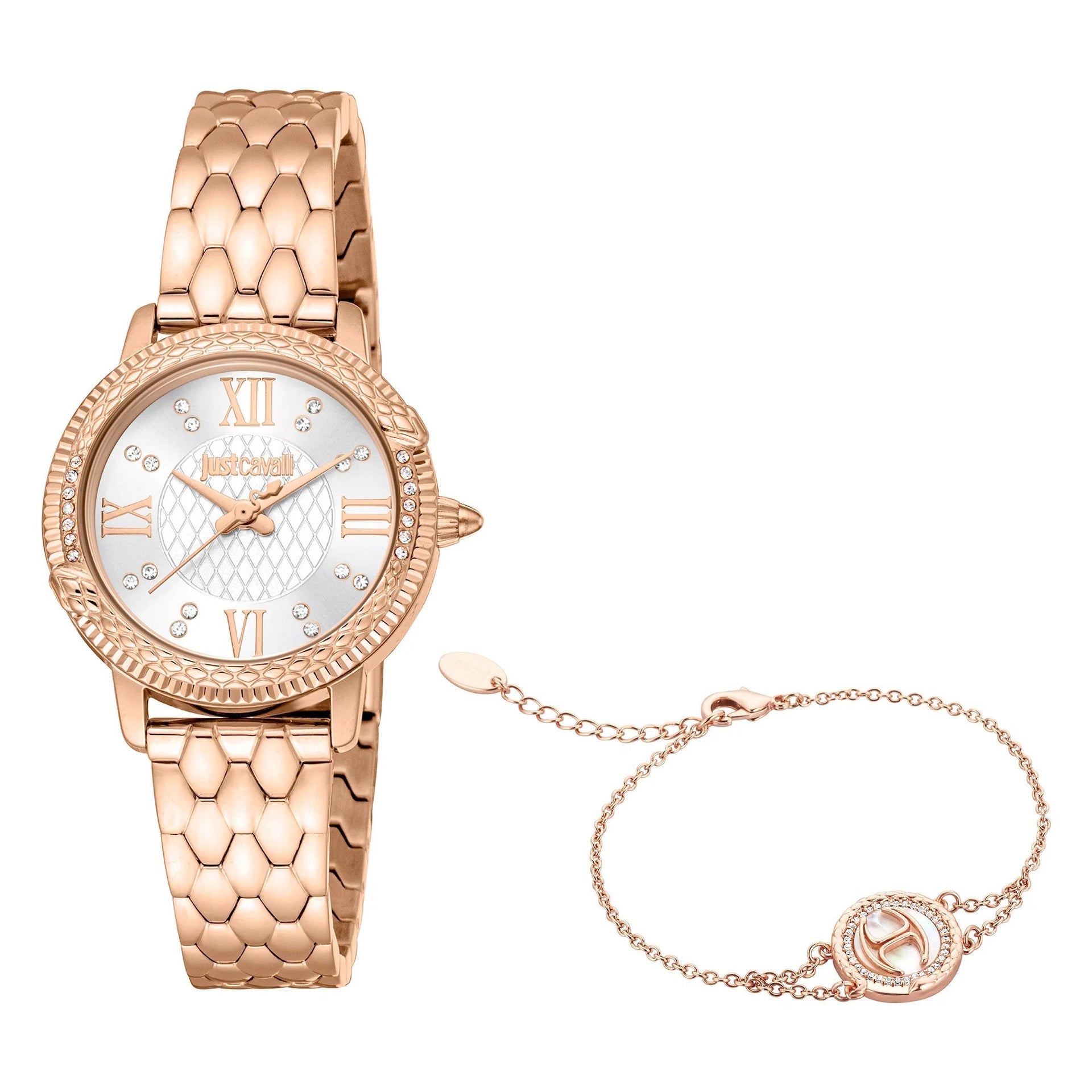Just Cavalli Signature Snake Viperized Rose Gold Silver Grey image 0