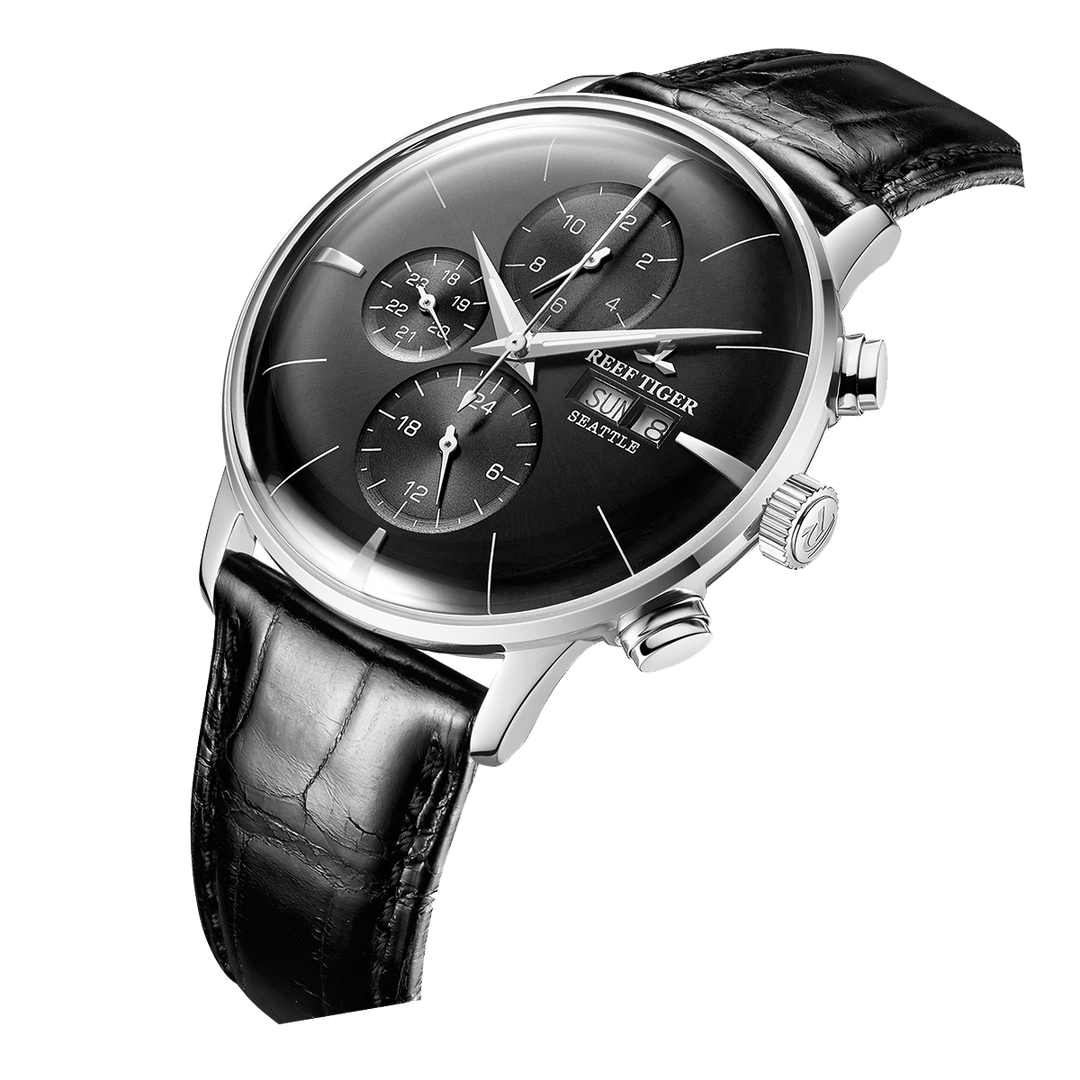 Reef Tiger Men's Seattle Chiefs Automatic Luxury Vintage Dress Chronograph Watch image 1