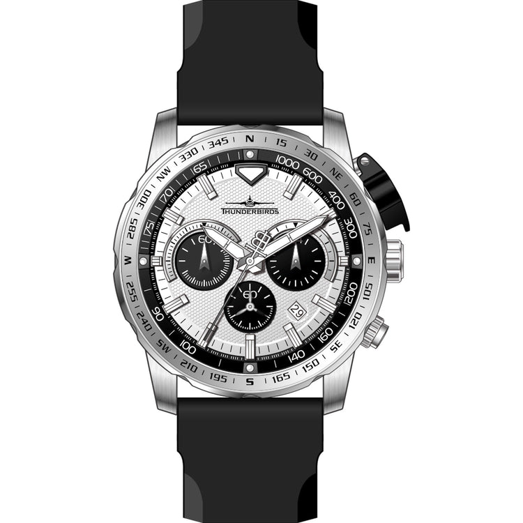 THUNDERBIRDS Aircraft Ejector Tachy Chronograph Silicone Strap Watch Panda image 1