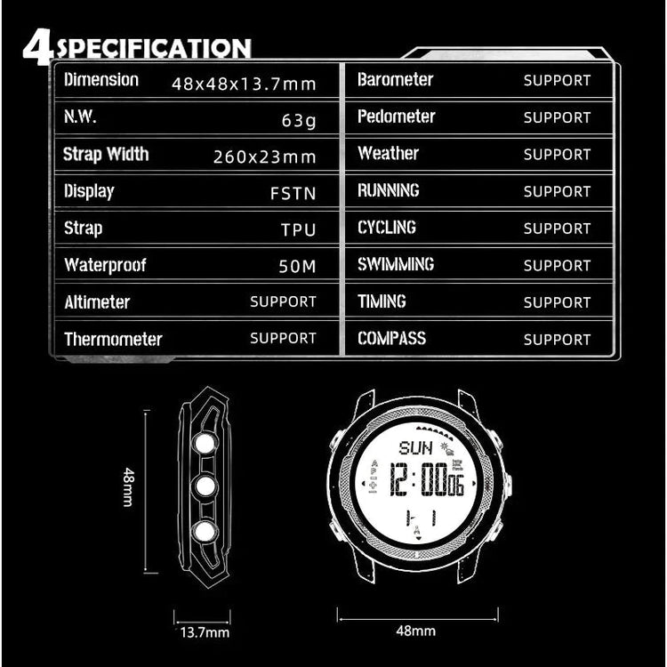 NORTH EDGE Tactical Vertico Carbon Fibre Watch Grey image 12