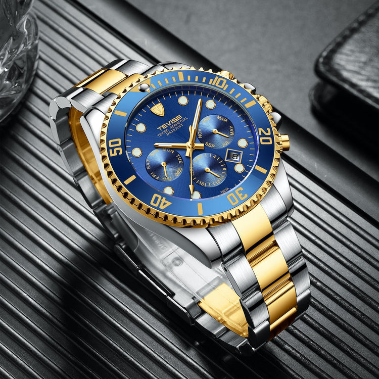 TEVISE Perpetual Automatic Two Tone/Blue Watch image 2