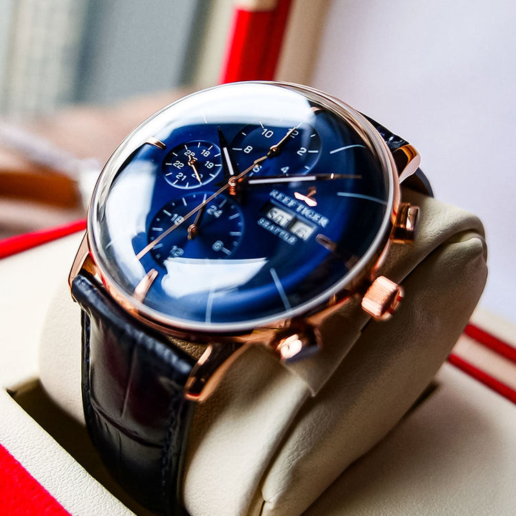 Reef Tiger Men's Seattle Chiefs Automatic Luxury Vintage Dress Chronograph Watch image 7