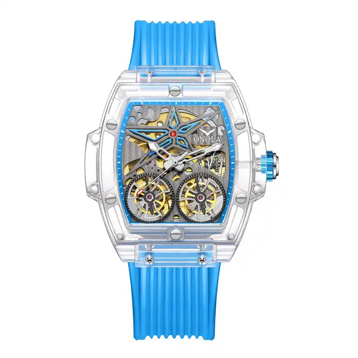 ONOLA Clear Series Plastic Transparent Maximus Double Barrel AUTOMATIC Watch image 2