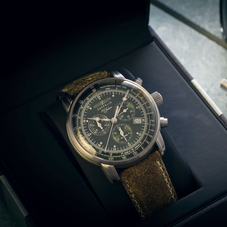 ZEPPELIN 8680-4 100 Jahre Green Leather Edition Watch image 1