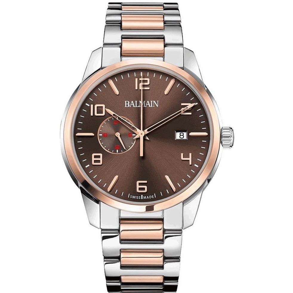 BALMAIN Madrigal GMT 24h Blue Two Tone Brown Decor Watch