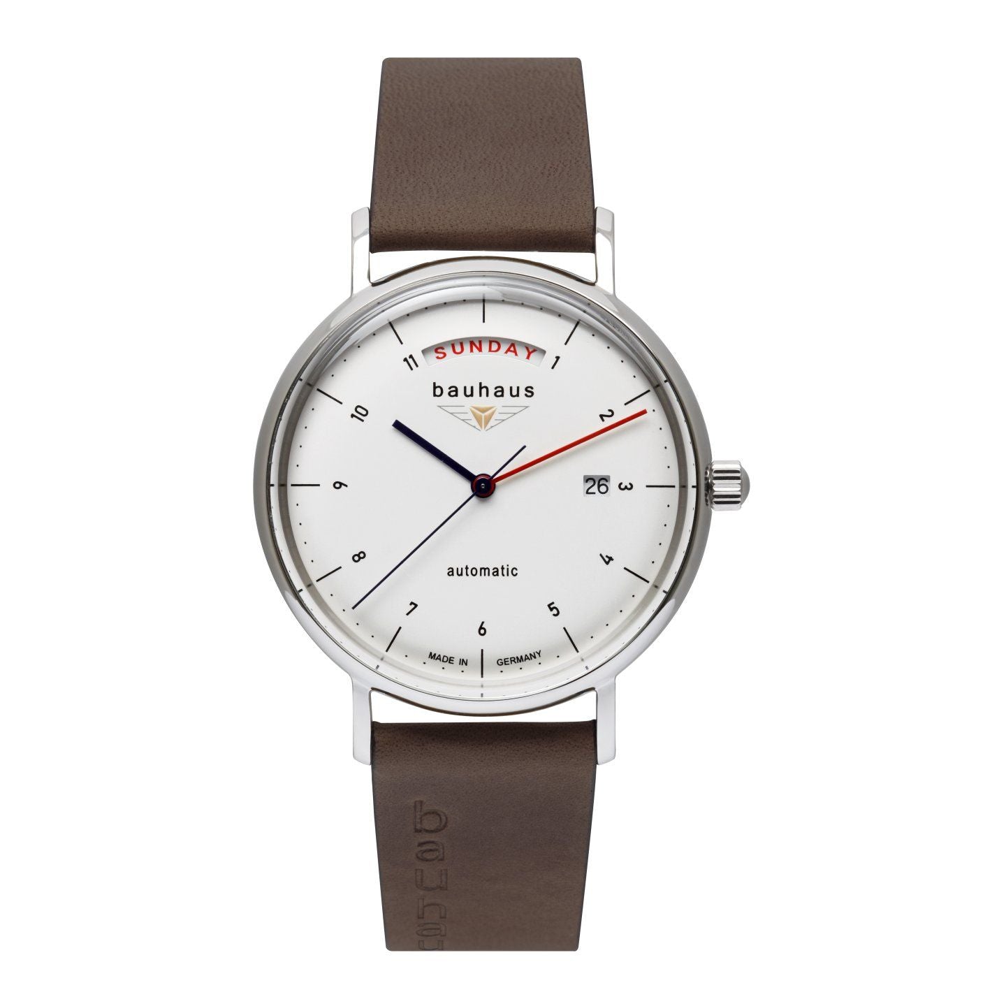 BAUHAUS Men's Automatic Day Date Series Leather Strap Watch 21621 image 0
