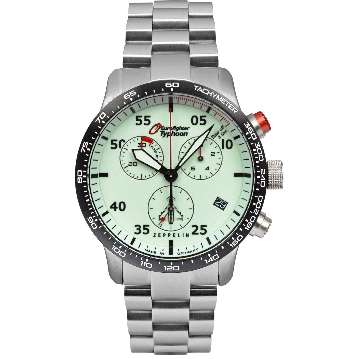 ZEPPELIN Men's Eurofighter Typhoon Night-Glow Chronograph Steel Watch image 0