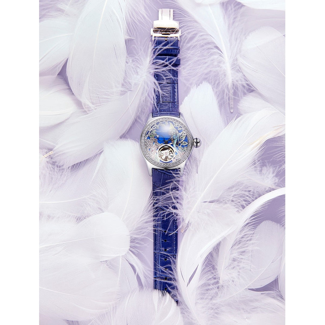Reef Tiger Women's Aurora Parrots Automatic Skeleton Crystal Watch image 7
