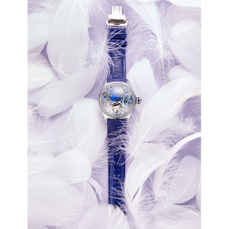 Reef Tiger Women's Aurora Parrots Automatic Skeleton Crystal Watch image 7