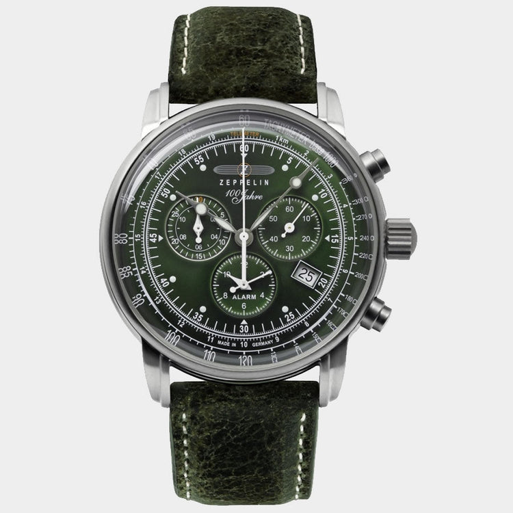 ZEPPELIN 8680-4 100 Jahre Green Leather Edition Watch image 4