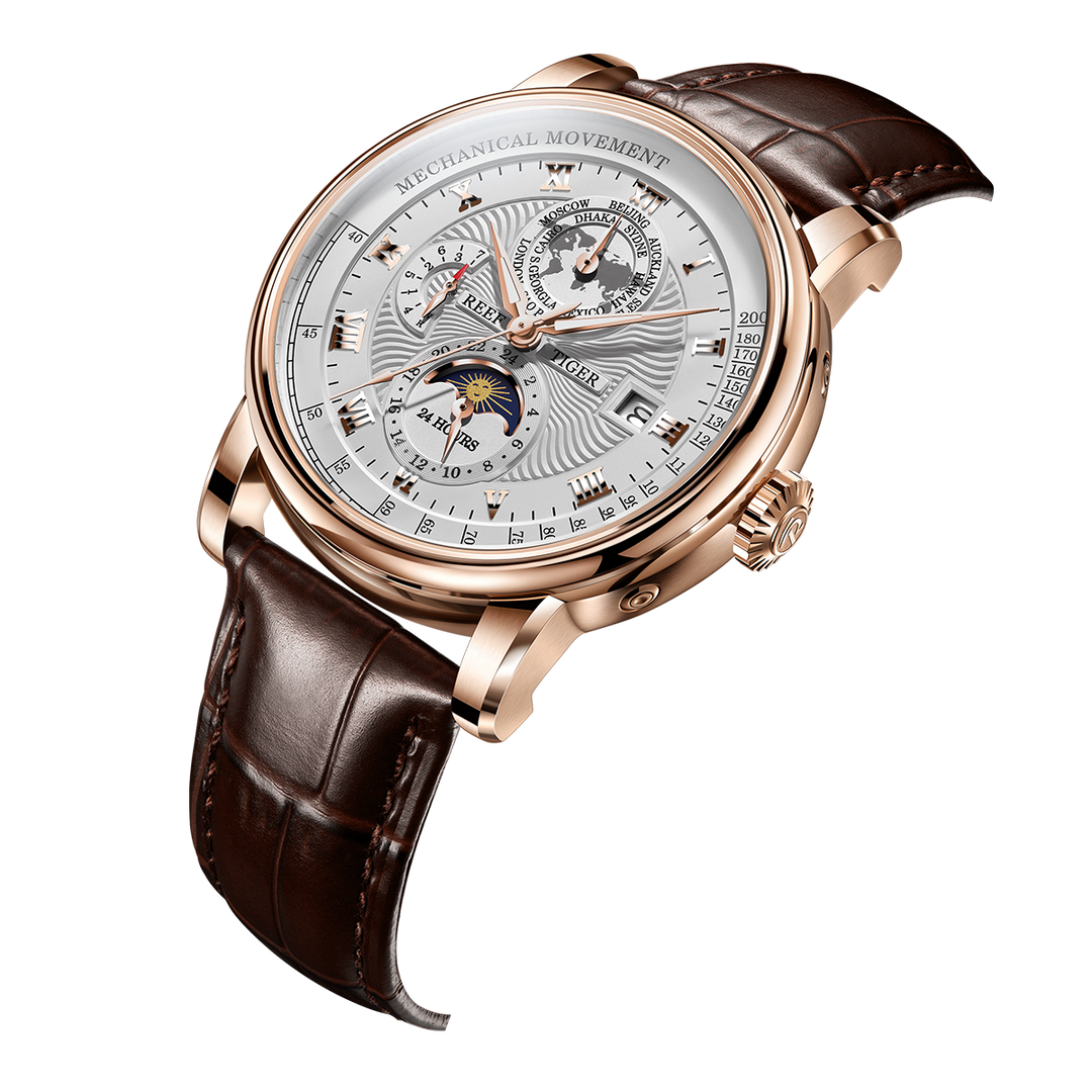 Reef Tiger Men's Artist Master II Mechanical Calendar Moon Phase Watch RGA1963 Rose/White image 2