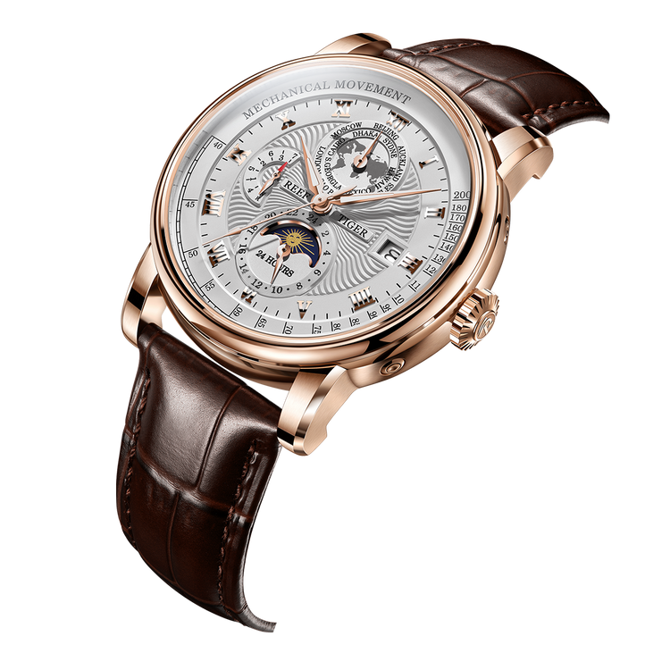 Reef Tiger Men's Artist Master II Mechanical Calendar Moon Phase Watch RGA1963 Rose/White image 2