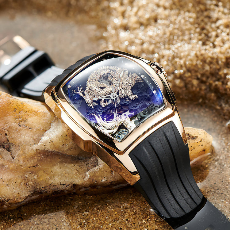Reef Tiger Men's Aurora Chinese Dragon Skeleton Automatic Watch image 4