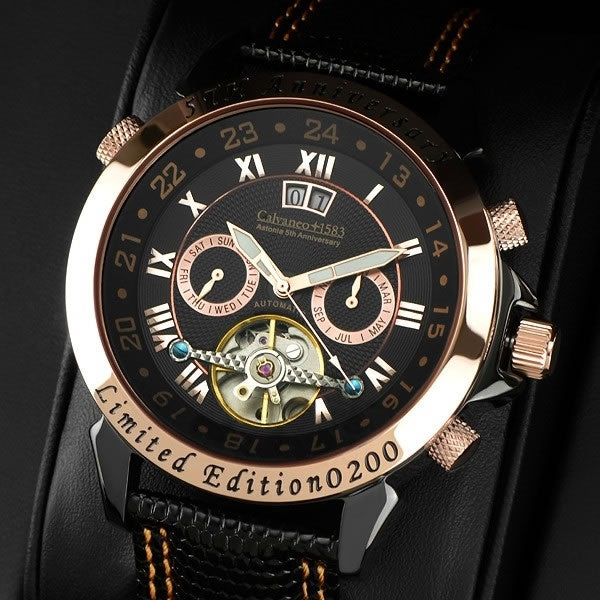 CALVANEO 1583 Astonia 5th Anniversary Black Knight Rose Gold Automatic Watch