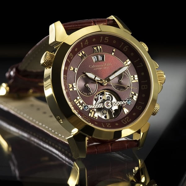 CALVANEO 1583 Luxury Cognac GOLD Automatikuhr Kalenderkomplikation Watch Watch