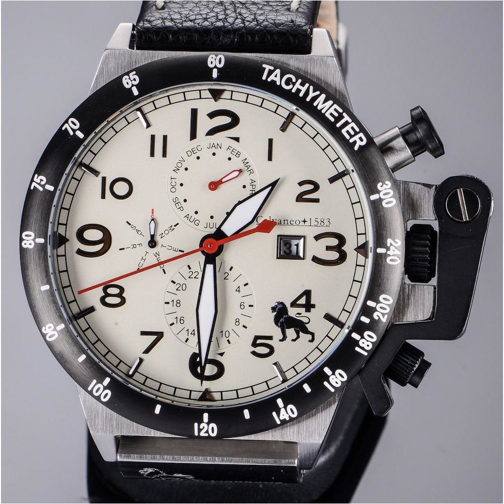 CALVANEO 1583 Liondome Steel Creme Calendar Automatic Watch Watch