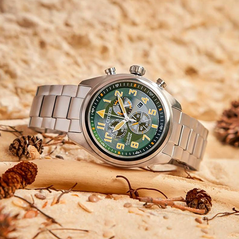 CITIZEN Garrison Super Titanium Pilot Chronograph Watch AT2480-81X
