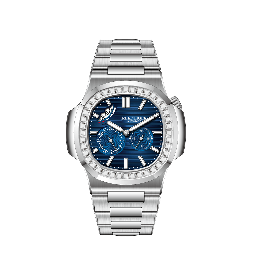 Reef Tiger Men's Peak 44mm Square Crystal Bezel Automatic Watch RGA2019 - Zirconia Bezel image