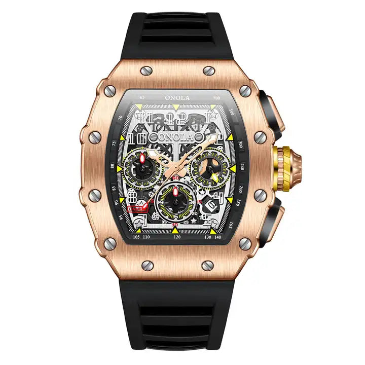 ONOLA Grande Prix Shanghai AUTOMATIC Chronograph Watch - Rose Gold / Black image