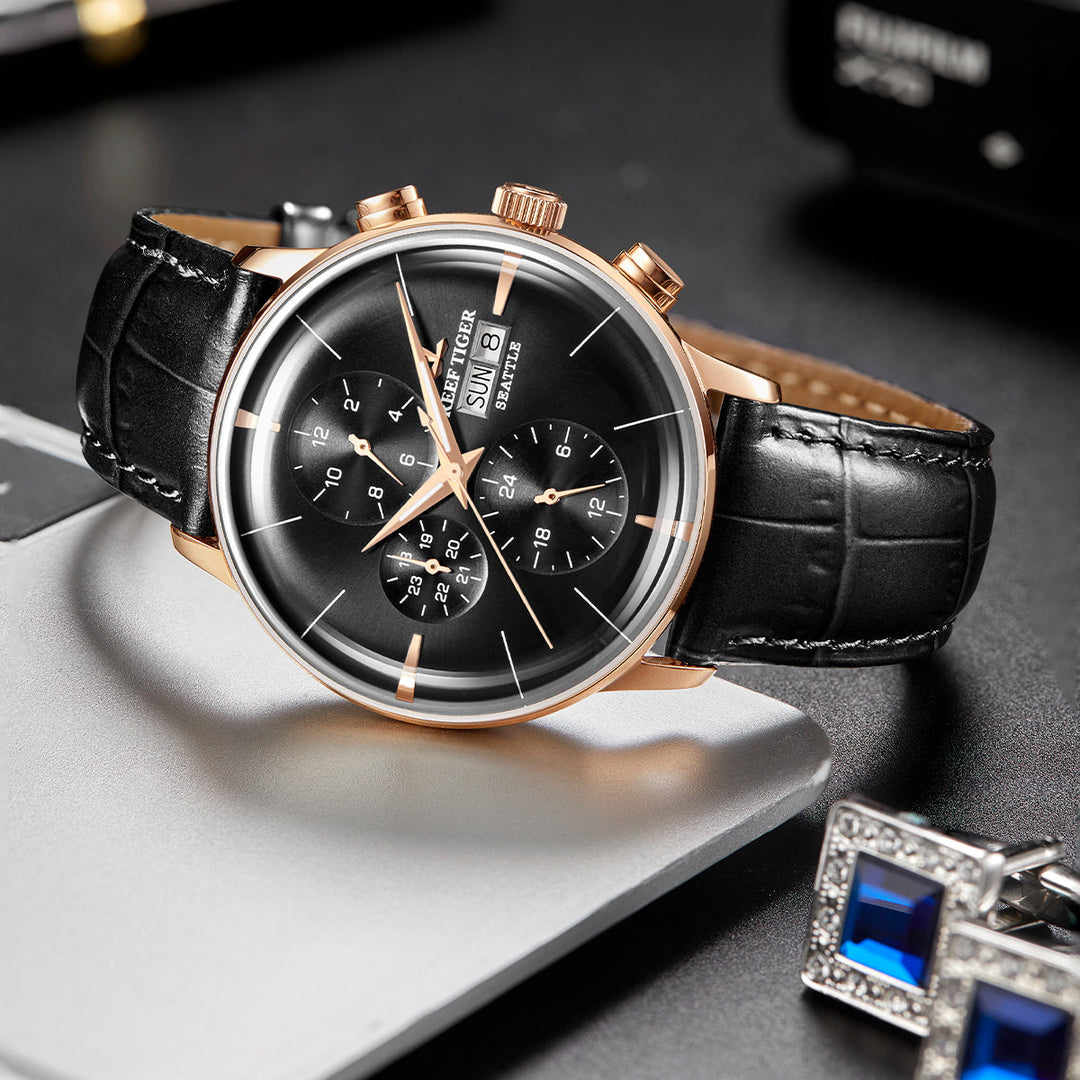 Reef Tiger Men's Seattle Chiefs Automatic Luxury Vintage Dress Chronograph Watch image 6