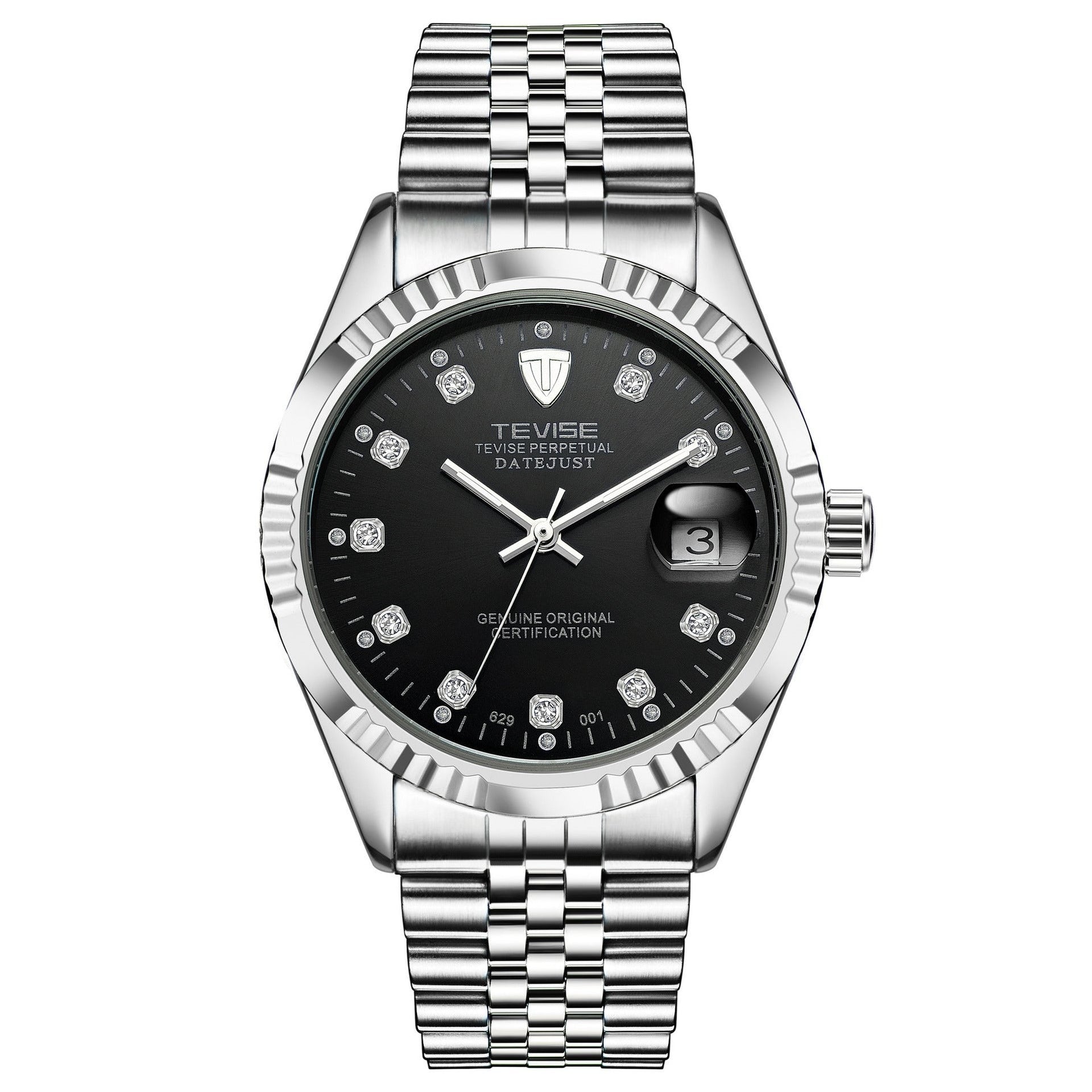 TEVISE Classic Automatic Calendar Silver/Black Watch image 0