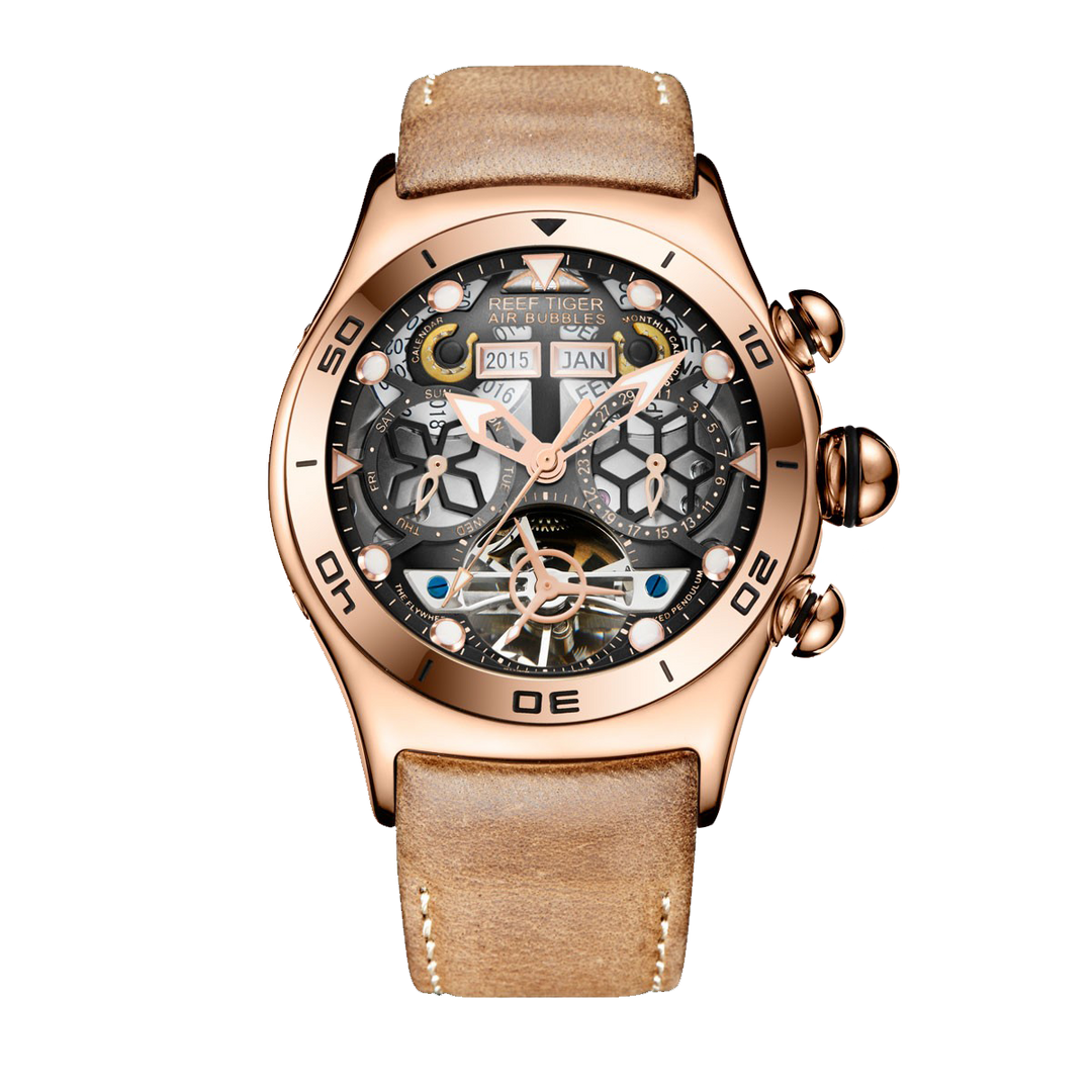 Reef Tiger Men's Aurora Air Bubbles Automatic Mechanical Skeleton Watch image 8