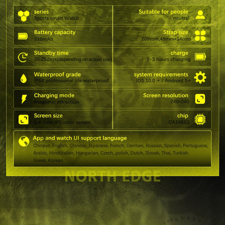 NORTH EDGE Tactical Mars 2 Smart Watch Black image 13